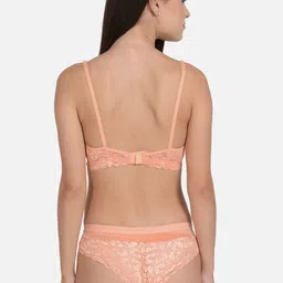 mod & shy Women Peach-coloured Self-Design Lace Lingerie Set MS220 image 3