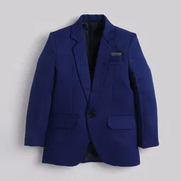 Jeetethnics Boys Navy Blue Solid 5-Piece Single-Breasted Partywear Suit image 5