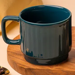 ARAVALII Blue 4 Pcs Textured Ceramic Glossy Cups 250 ml image 3