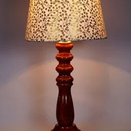 foziq Brown & gold Printed wood Table Lamp image 2