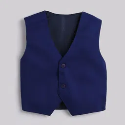 Jeetethnics Boys Navy Blue Solid 5-Piece Single-Breasted Partywear Suit image 3