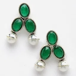 ZENEME Silver-Plated CZ Stone-Studded Jewellery Set image 2