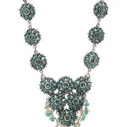 DIVASTRI Silver-Plated Artificial Stone-Studded & Beaded Jewellery Set image 4