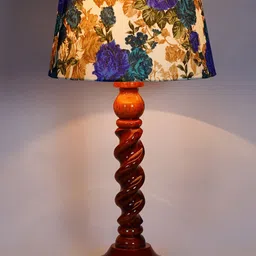 foziq Brown & White Printed Table Lamps image 3