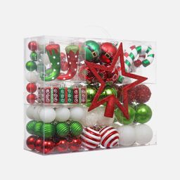 Little Surprise Box LLP Kids 100Pcs Red & Green Elf Ball X-Mas Tree Hanging Decorations-picture-46