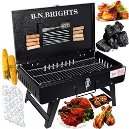 b.n.brights Foldable Charcoal Brivecase Barbeque Tandoori Grill With Tong Glove Charcoal 8 Wooden Sheak for Outdoor indoor Restraunt Home image 1