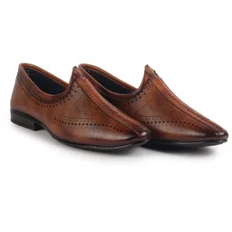 fausto Men's Breathable Slip On Ethnic Juttis and Mojaris for Wedding|Party Slip On Evening Shoes|Traditional Striped Mojaris image 4