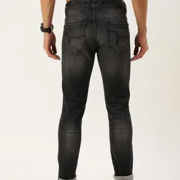 Flying Machine Men Black Micheal Slim Fit Mildly Distressed Light Fade Stretchable Jeans image 3