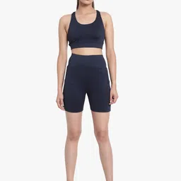 Wearjukebox Women Navy Blue Top with Shorts-image-92