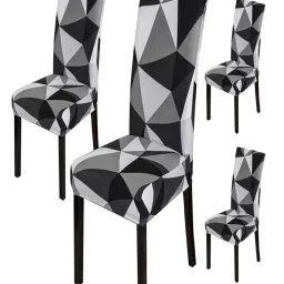 House of Quirk Black Stretch Removable Washable Short Dining Chair Covers (Pack of 4)-image-67