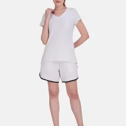 Wear Jukebox Drift V-Neck T-Shirt and Shorts Women White-picture-20
