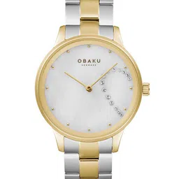 Obaku Women White Brass Embellished Dial & Multicoloured Stainless Steel Bracelet Style Straps Analogue Watch-image-6