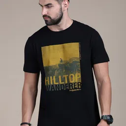 The Roadster Lifestyle Co Black Graphic Printed Cotton Round Neck T shirt-picture-13