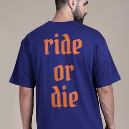The Roadster Lifestyle Co Blue Typography Printed Cotton Relaxed Fit Round Neck Tshirt-picture-30
