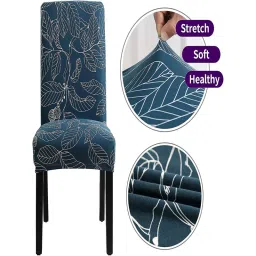 House of Quirk Teal Stretch Removable Washable Short Dining Chair Covers (Pack of 2) image 3