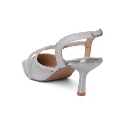 Sherrif Shoes Women Silver Sandal Heels image 4