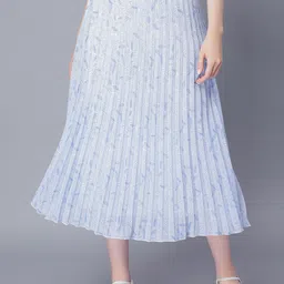 NUEVOSDAMAS Floral Printed Accordion Pleats Georgette A-Line Midi Skirt-picture-29