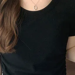 LULU & SKY Round Neck Ruched Fitted Top image 5