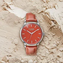 Poze By Sonata Quartz Analog Orange Dial Orange Leather Strap Watch For Men-picture-33