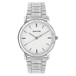 Sonata Quartz Analog White Dial Stainless Steel Strap Watch for Men-picture-38