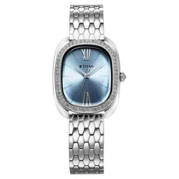 Titan Glamour Quartz Analog Blue Dial Silver Stainless Steel Strap Watch For Women-picture-32