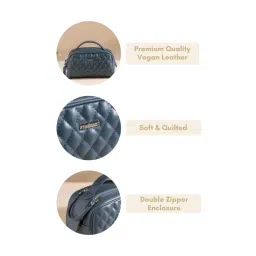 Nestasia Blush Blue Multipurpose Quilted Makeup Pouch image 4