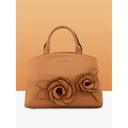 Caprese Women Brown Bloom Satchel Bag (S)-image-29