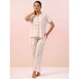 SAY Women Beige Cotton Animal Print Half Sleeves Night Suit (Set of 2)-image-45