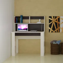 adona Marina Study Desk with Built in Bookshelf and Drawer in Ivory Coffee Walnut Colour-picture-10