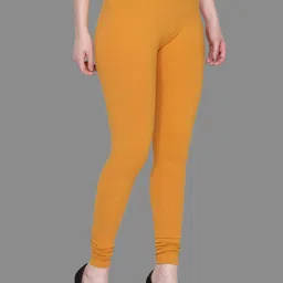 SPIFFY Mustard Yellow Churidar Leggings image 2