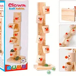 ISKA Beautiful Wooden Marble Slider Tree Ball Run Track with 6 Tilting Buckets Toy Family Fun Game image 5