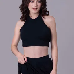 Keepfit Padded Halter Neck Top With Skirt Swim Set-picture-11
