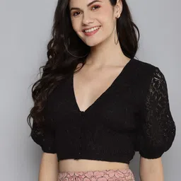 SASSAFRAS Black Blouson Crop Top image 3