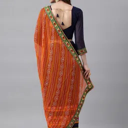 KAVINDI Embroidered & Embellished Pure Georgette Half and Half Bandhani Saree image 3