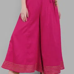 Mera Rang Gota-border Pure Cotton Flared Palazzo image 2