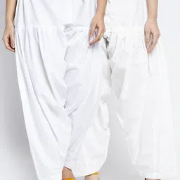 Jinfo Women Pack of 2 White & Off White Solid Loose Fit Cotton Salwar-image-62
