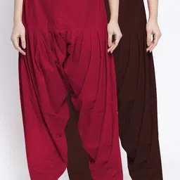 Jinfo Women Black & Maroon Pack Of 2 Solid Cotton Salwar-picture-2