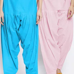 GRACIT Women Blue & Pink Pack of 2 Solid Cotton Salwar-image-76