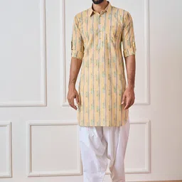 See Designs Ethnic Motifs Printed Roll-Up Sleeves Pure Cotton Kurta With Salwar-picture-14