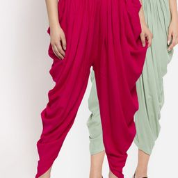 Clora Creation Pack of 2 Magenta & Green Dhoti Pants-picture-24