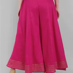 Mera Rang Gota-border Pure Cotton Flared Palazzo image 3