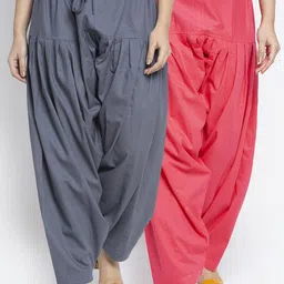 Jinfo Women Pack Of 2 Grey & Pink Solid Cotton Salwars-picture-4