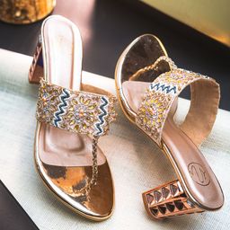 NR By Nidhi Rathi Embellished Open One Toe Block Heels-picture-2