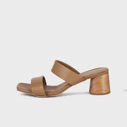 Fabindia Women Open Toe Slip On Leather Block Heels image 5