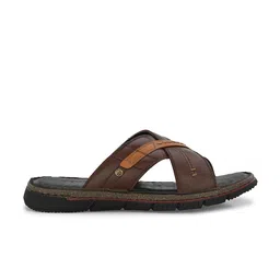 Overdrive Men Reworked Classic Cross Strap Leather Comfort Sandals image 3