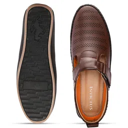 INVICTUS Men Brown Perforated Shoe-Style Sandals image 5