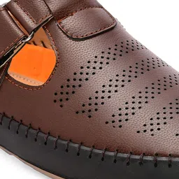 INVICTUS Men Brown Perforated Shoe-Style Sandals image 4