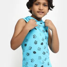 V-Mart Boys Conversational Printed Hooded Sleeveless Cotton T-shirt image 3