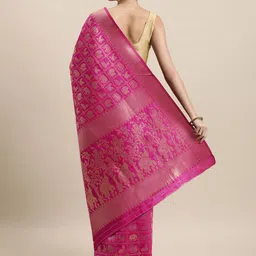 Royal Rajgharana Saree Pink & Golden Woven Design Patola Saree image 3