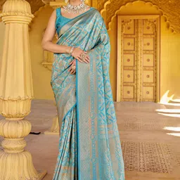 SWORNOF Ethnic Motifs Woven Design Zari Saree-picture-26
